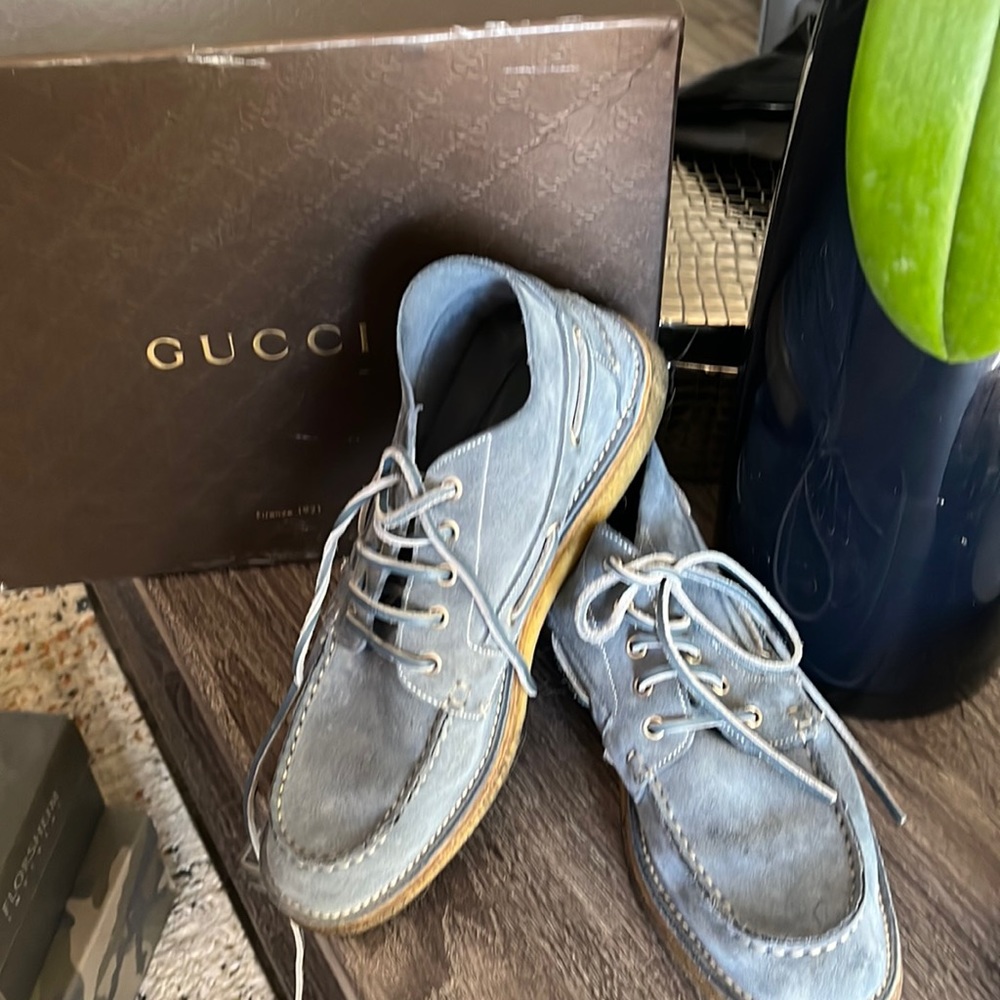 Light blue suede boots